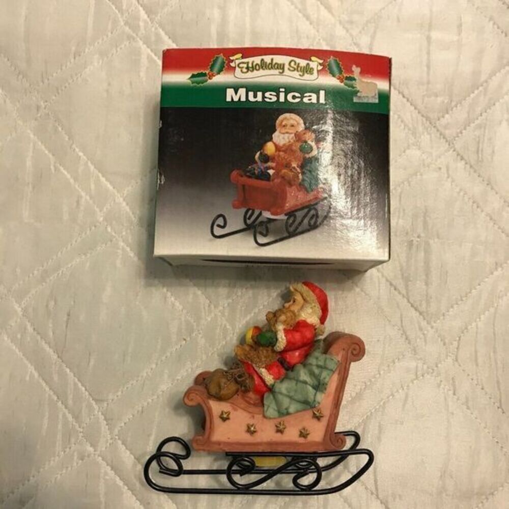 Vintage‎ Holiday Style Musical Santa in Sleigh